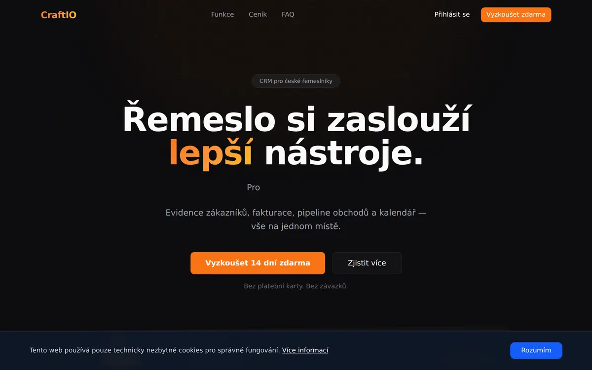Náhled webu CraftIO