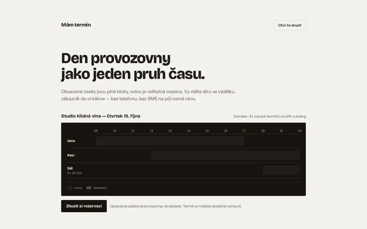 Náhled webu Mám termín
